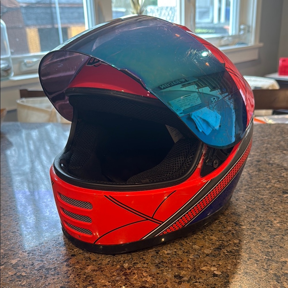 WOW Youth Large Red Spider BMX / Motorcross Helmet